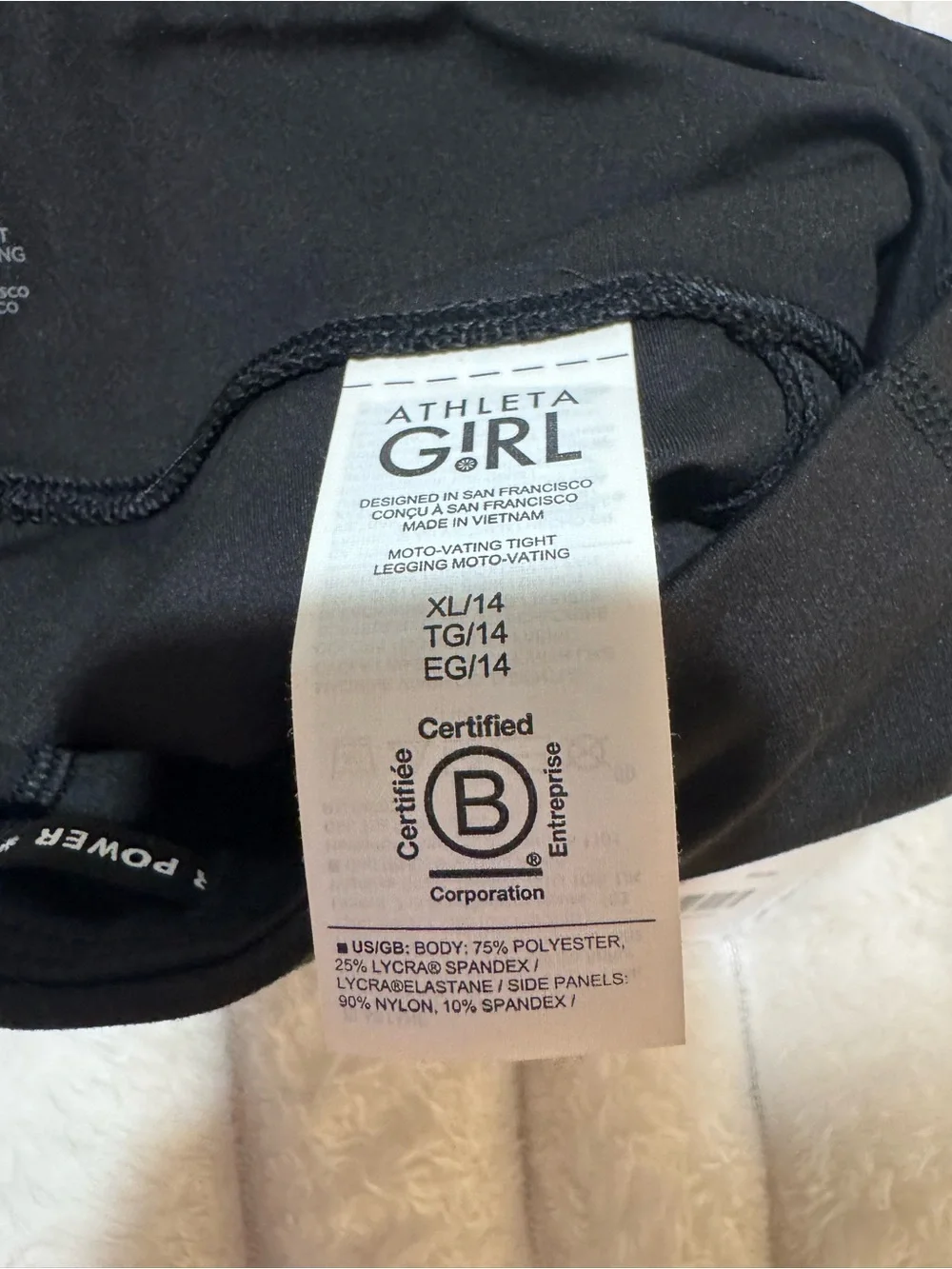Athleta Girl Black Ribbed-Panel Moto-Vating Tight Leggings